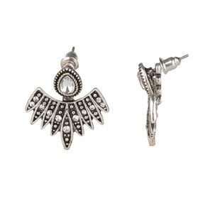 Wing Fling White Post Earrings Unique Paparazzi Silver Fan Fashion Jewelry